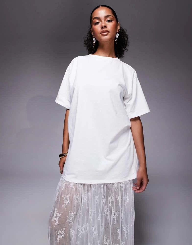 Fashionkilla Fashionkilla exclusive cotton lace tiered hem maxi t-shirt  dress in white - Free Shipping - BeyondStyle