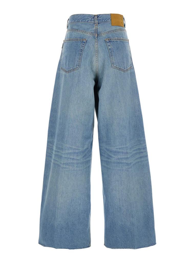 HAIKURE Blue Five Pocket Jeans With Logo Patch On The Back In Denim Woman