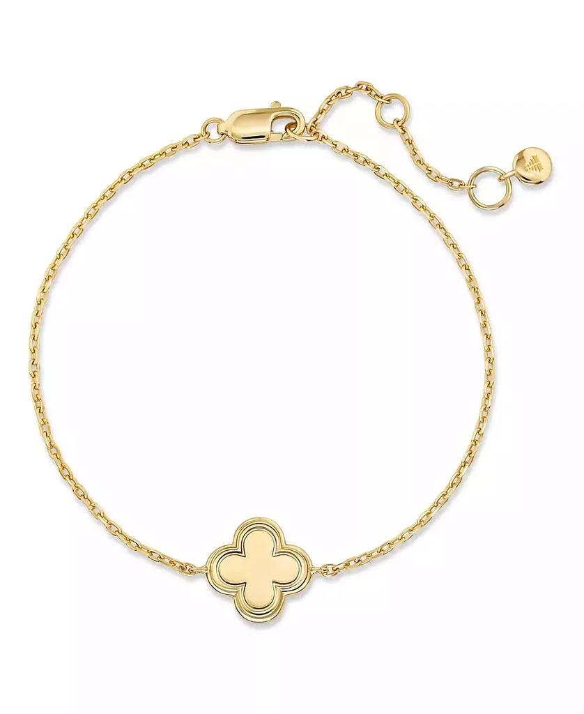 DEVATA Contour-lined Clover Bracelet in Gold Plated Sterling Silver, Adj 6.5/7.0/7.5 inch