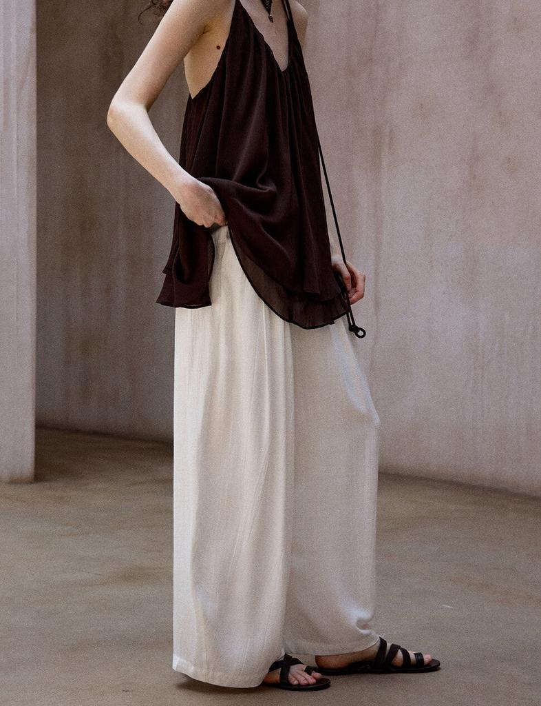 Pixie Market White Draped Trousers -PREORDER