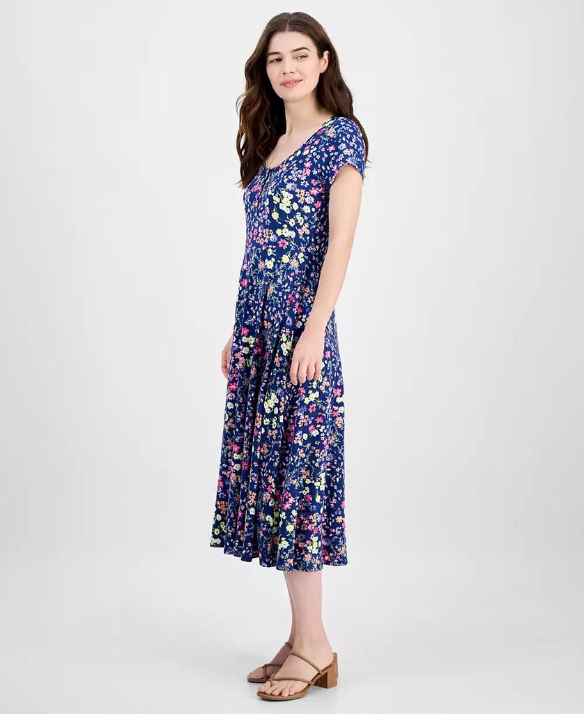 Sandra Darren Women's Floral-Print Scoop-Neck Dress