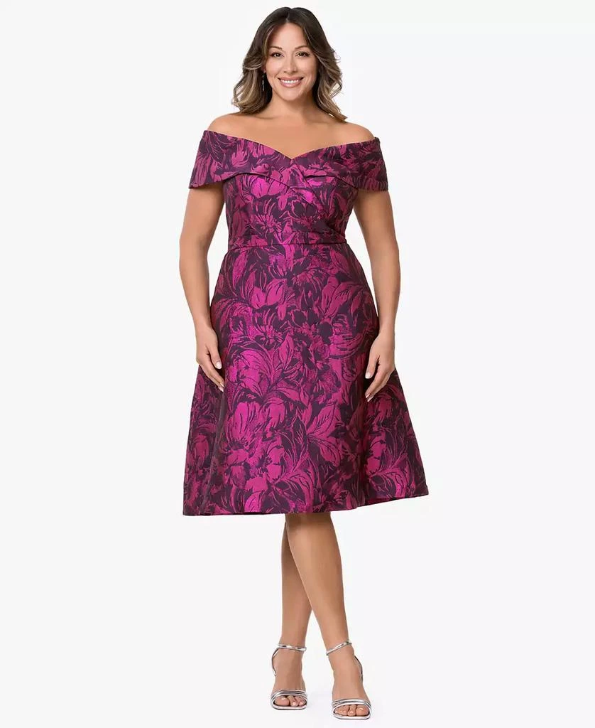 xscape women's ruffled sleeveless scuba fit & flare dress XSCAPE Women's Ruffled Sleeveless Scuba Fit & Flare Dress