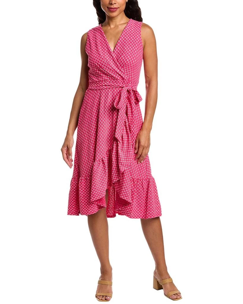 London Times London Times Eyelet Faux Wrap Dress 1