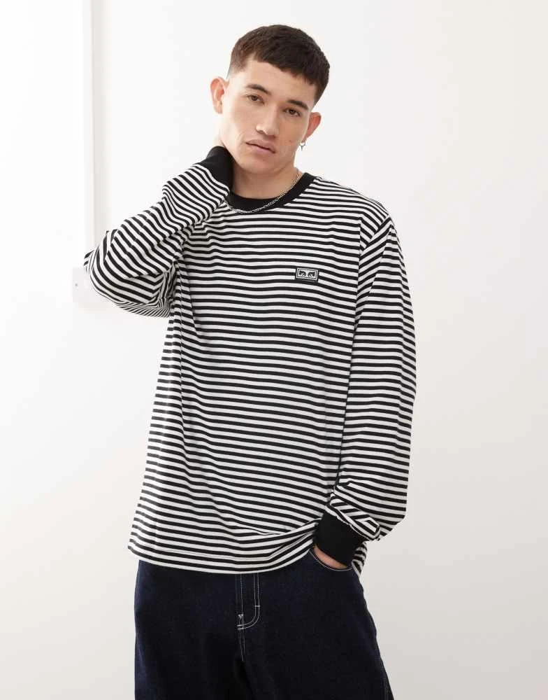 Obey Obey long sleeve t-shirt in black stripe 1