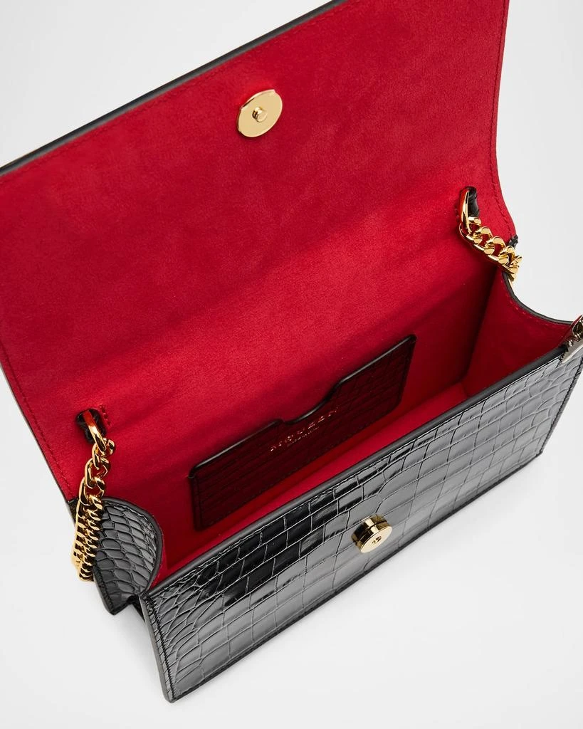 McQueen Small Skull Croc-Embossed Leather Clutch Bag 4