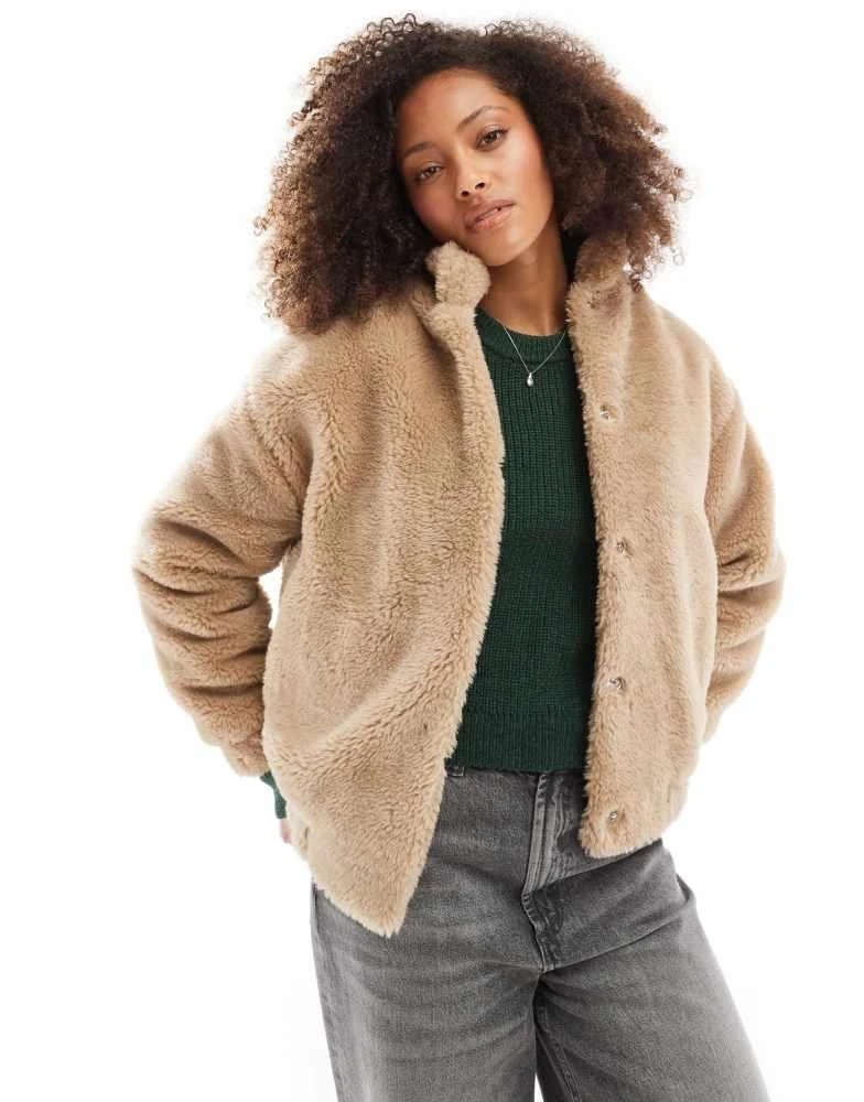Cotton:On Cotton On teddy bomber jacket in stone 1