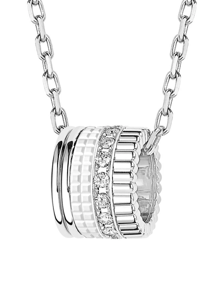 Boucheron Quatre White Edition 18K White Gold, HyCeram & 0.24 TCW Diamond Pendant Necklace 4