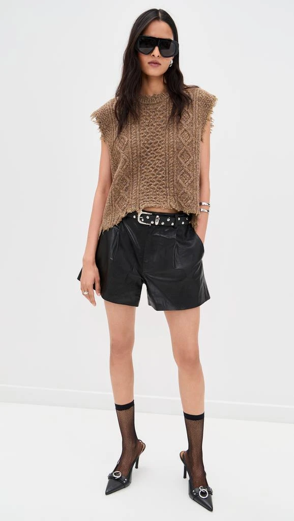 R13 Wide Leg Leather Shorts 7