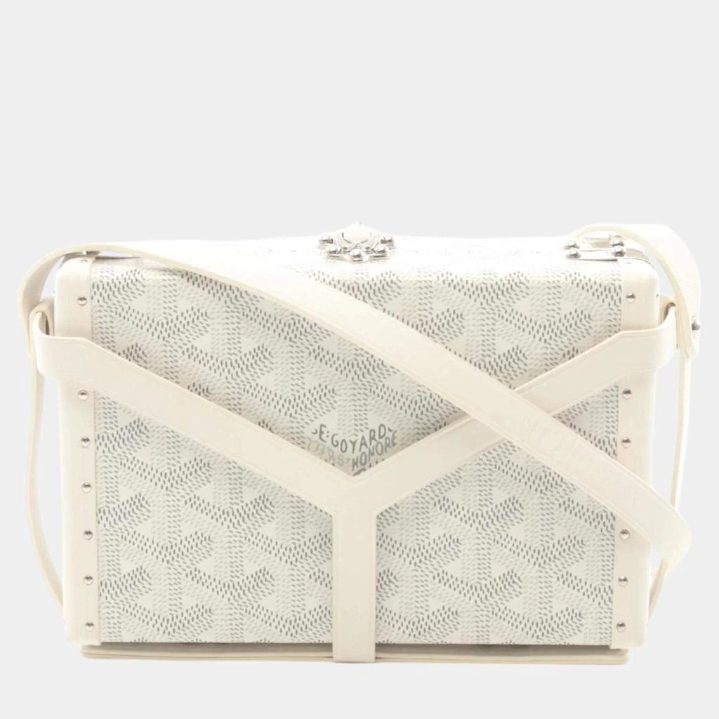 Goyard Goyard White Goyardine Coated Canvas Leather Minaudière Trunk Bag 1
