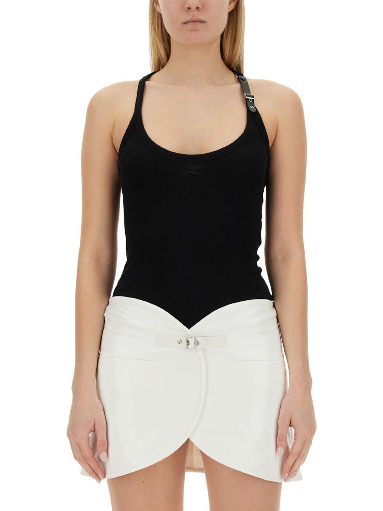 courreges…tops〻 Courreges Buckle Contrast Tank Top in Heritage White & Black