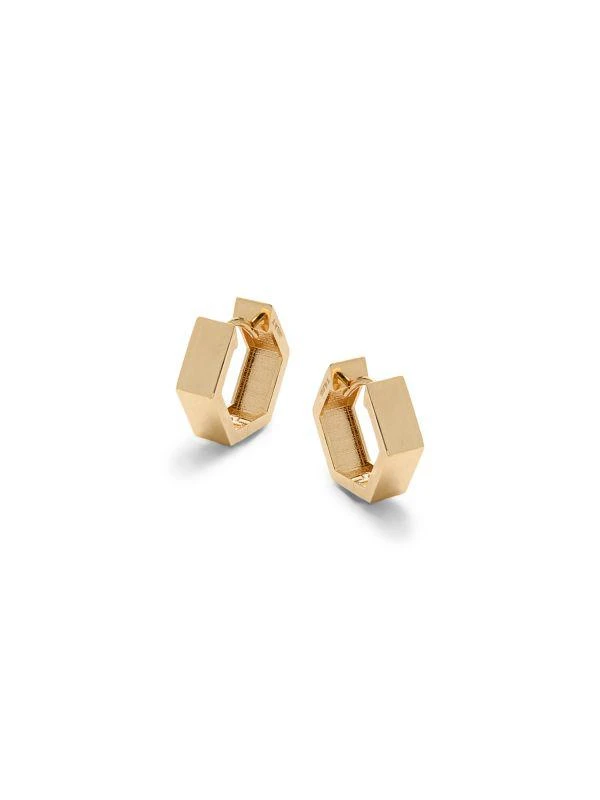 Saks Fifth Avenue 14K Yellow Gold Hexagon Huggie Earrings 1