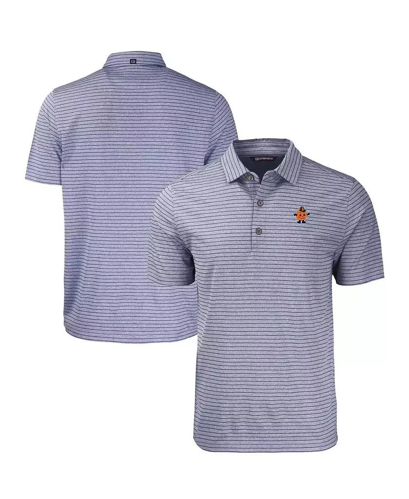 Cutter & Buck Men's Heather Navy Syracuse Orange Vault Forge Eco Heathered Stripe Stretch Polo 1