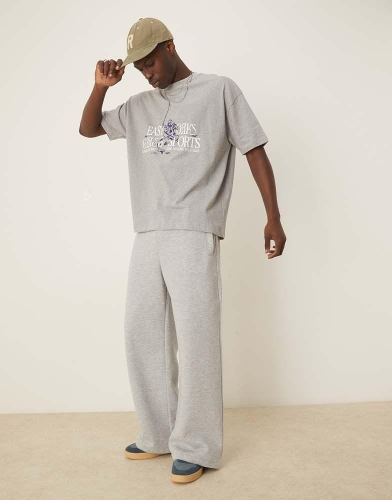 ASOS ASOS DESIGN oversized t-shirt with sport front print in grey marl