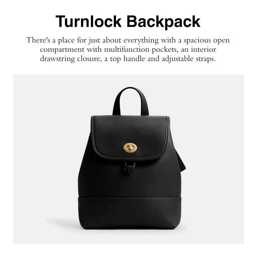 Coach COACH Women
s Turnlock Backpack Black Currant One Size 2