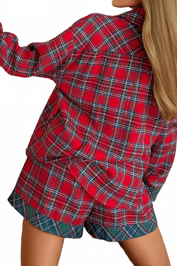 fashionworks Plaid Christmas Pajamas 2 Pc Shorts And Shirt Set In Red 2