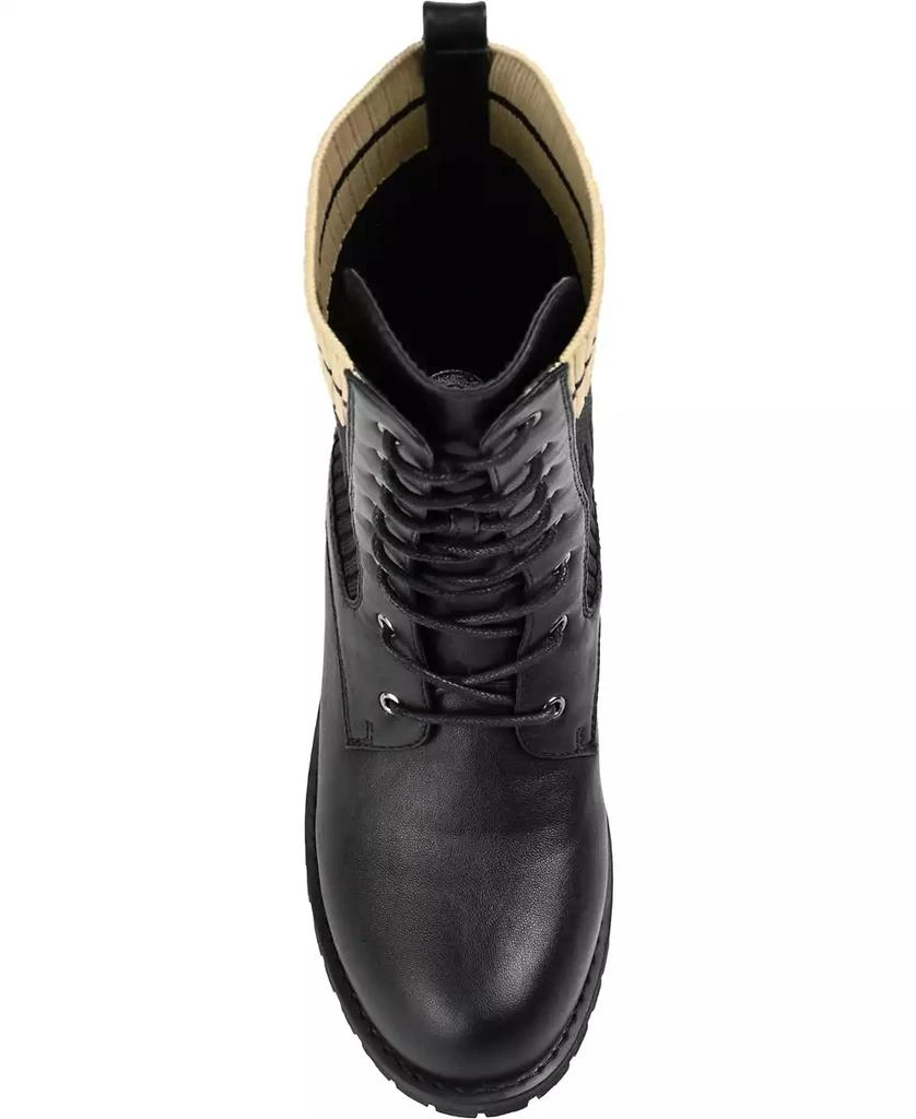 Journee Collection Women's Melei Knit Lace Up Lug Sole Combat Boots 8