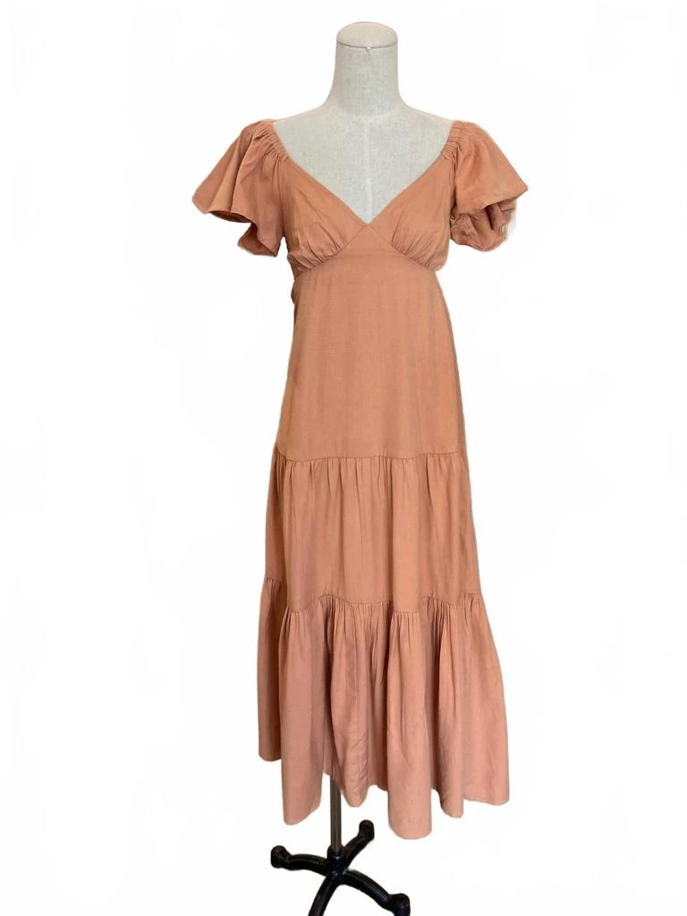 light brown dresses Timely Matter Toffee Brown Belted Sleeveless Midi Dress