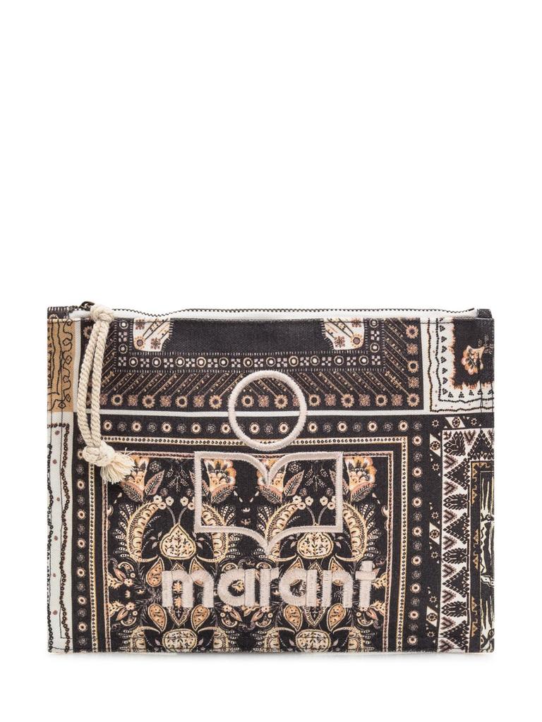 【送料&関税込】Isabel Marant Netia Logo Embroidered Clutch Isabel Marant Netia Logo Embroidered Clutch Bag in Black | Lyst