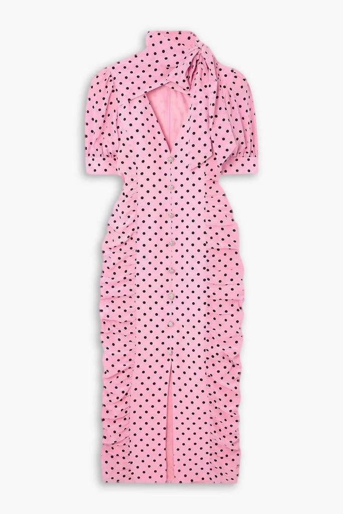 knee length dresses for ladies Alessandra Rich Midi Polka Dot Print Silk Dress – Runway Catalog