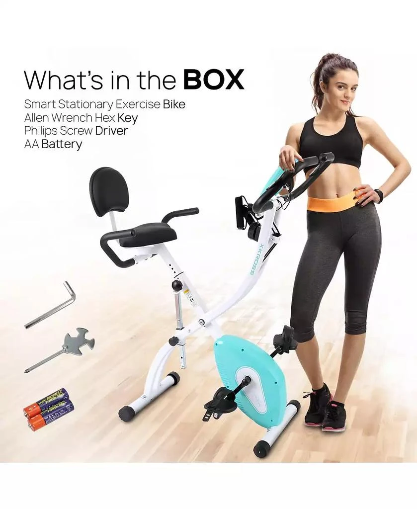 SereneLife Folding Digital Exercise Bike with Pulse Monitor and Resistance Bands 7