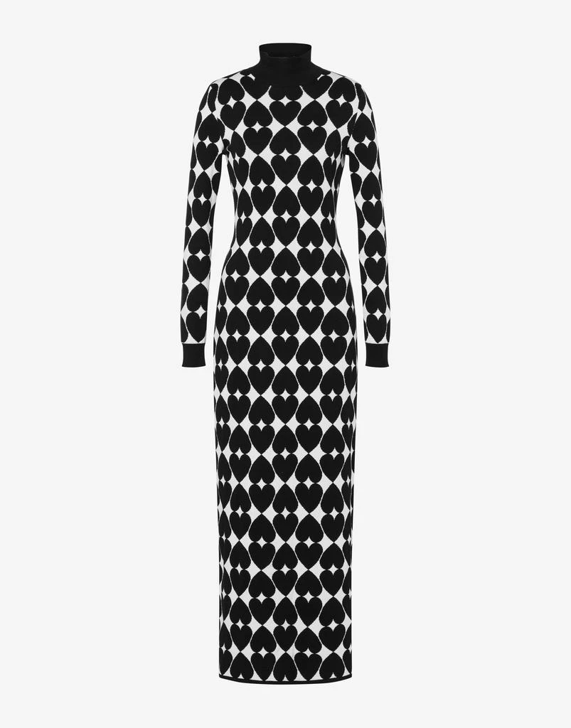 moschino knit dress Moschino Jeans Logo Jacquard Wool Sweater Dress, Multi Blac, Women's, S, Casual & Work Dresses Sweater Dresses