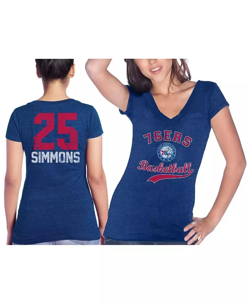 Majestic Women's Threads Ben Simmons Royal Philadelphia 76ers Name & Number Tri-Blend V-Neck T-shirt 1