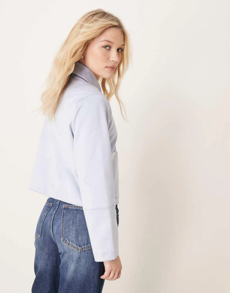 Abercrombie & Fitch Abercrombie & Fitch suede button through jacket in light blue 3