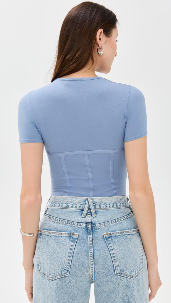 Fleur du Mal Cotton T Shirt Thong Bodysuit