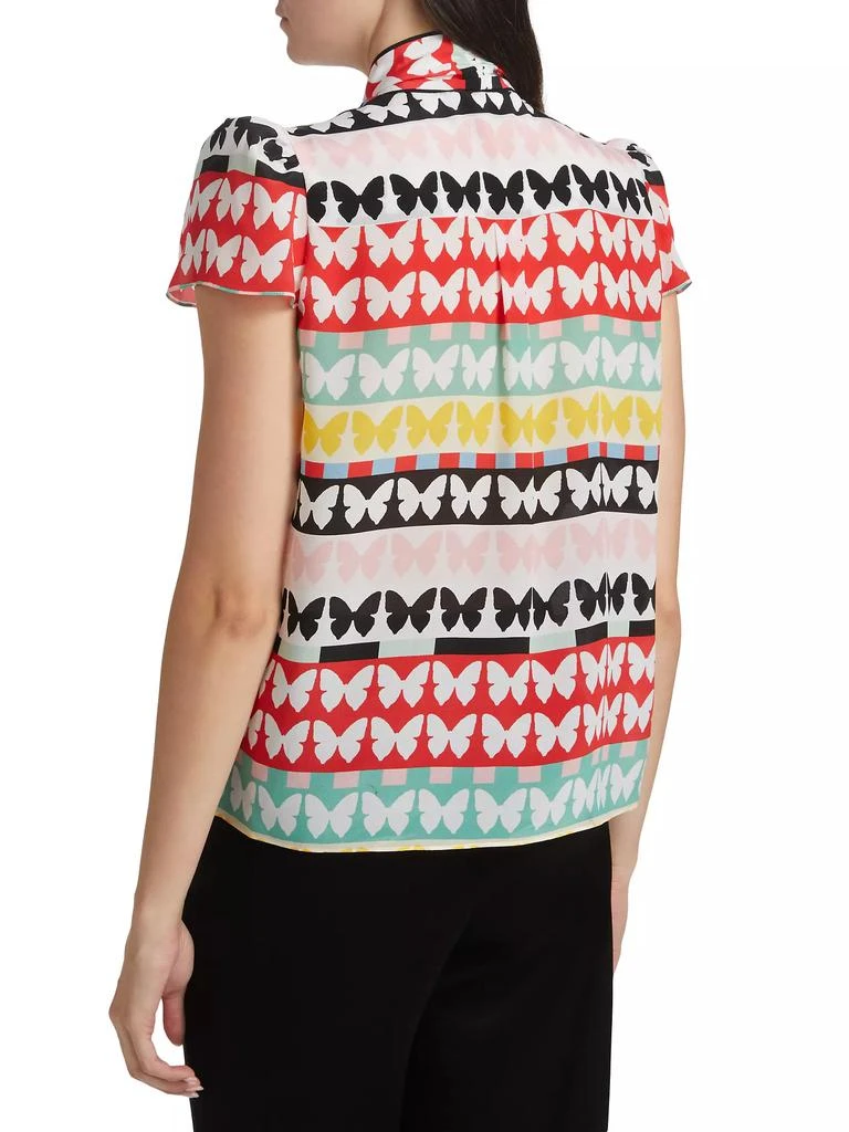 Alice + Olivia Jeannie Butterfly Tie-Neck Top 5