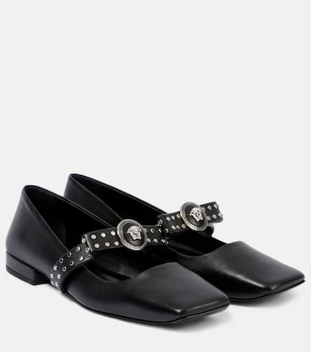 Versace Gianni Ribbon studded leather ballet flats 1