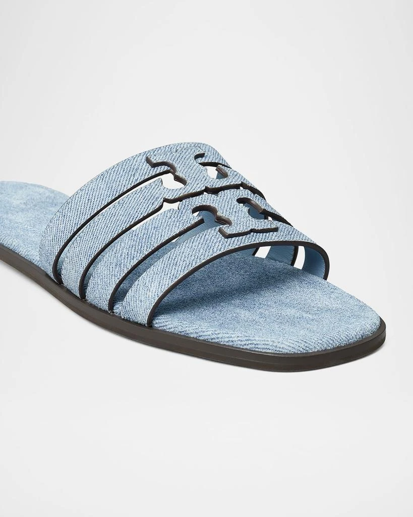 Tory Burch Ines Caged Denim Flat Slide Sandals 4