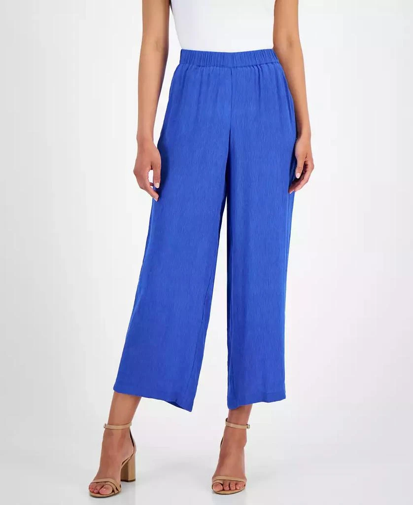 JM Collection Women's High Rise Solid Plissé Pants, Created for Macy's 1