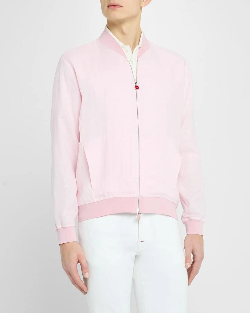 Kiton Men's Solid Linen Blouson Jacket 4