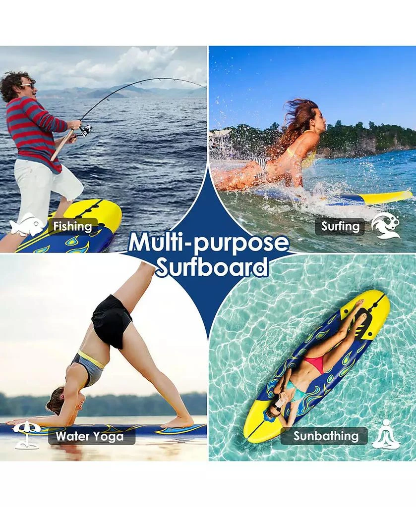 Costway 6
 Surfboard Foamie Body Surfing Board W/3 Fins 
Leash 8