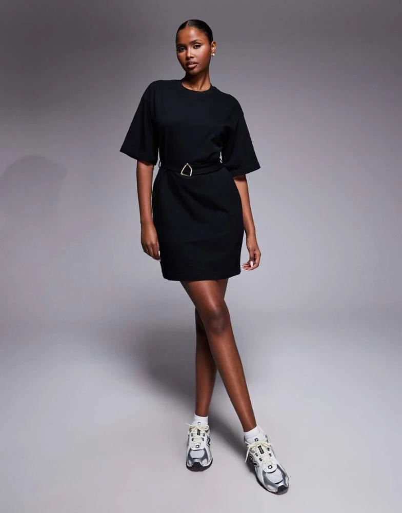 Barbour Barbour International Uma tie up buckle mini t-shirt dress in black