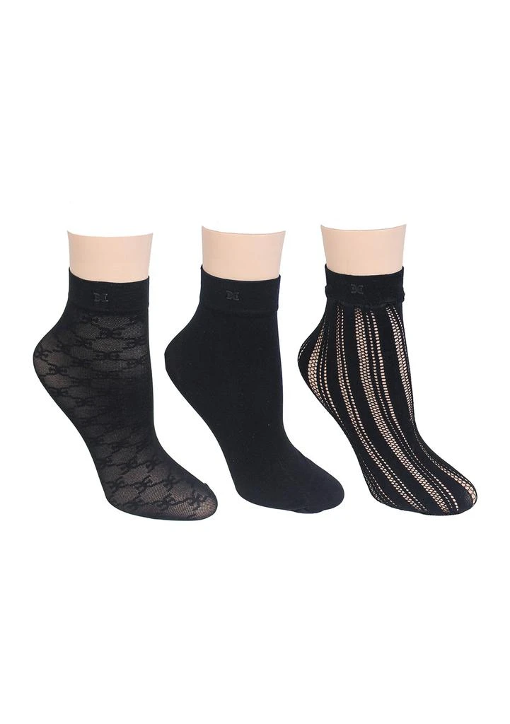 Sam Edelman 3 Pack Jacquard Openwork Anklet Socks