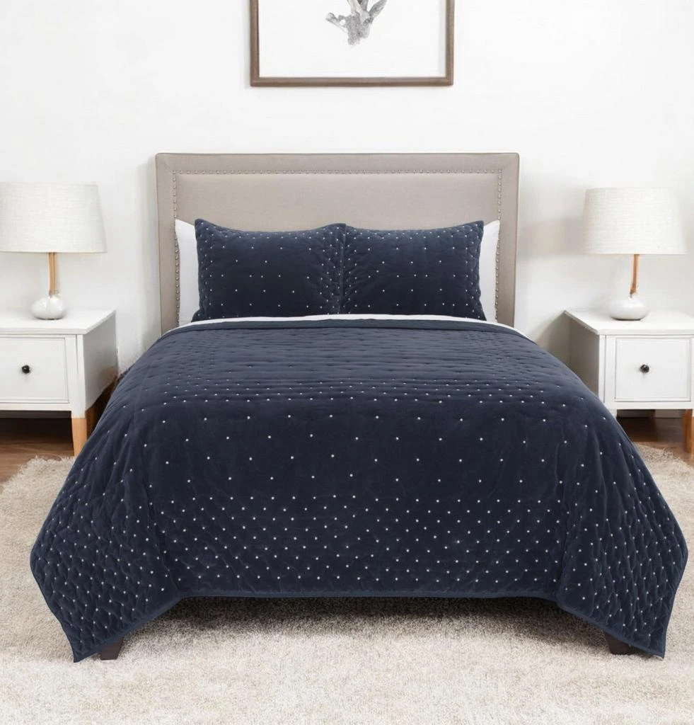 Hivvago Indigo Polka Dots Queen Quilt 2