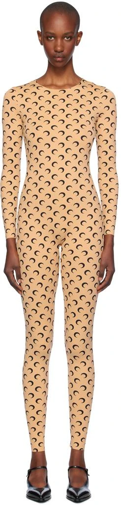 MARINE SERRE Tan All Over Moon Jumpsuit 1
