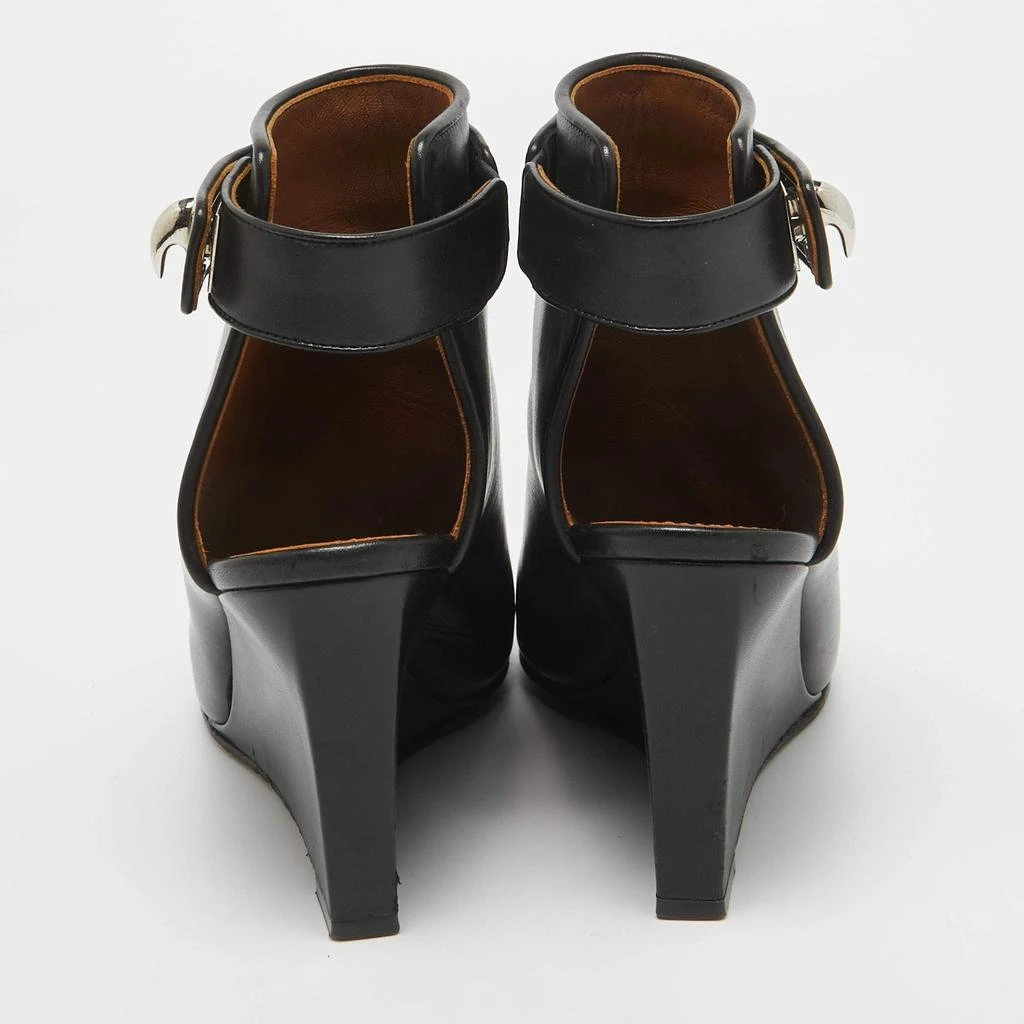 Givenchy Givenchy Black Leather Shark Lock Open Toe Wedge Sandals Size 36 5