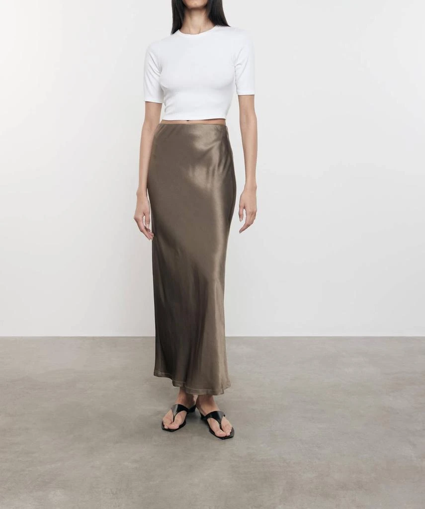 Enza Costa Satin Bias Cut Skirt In Shitake 1