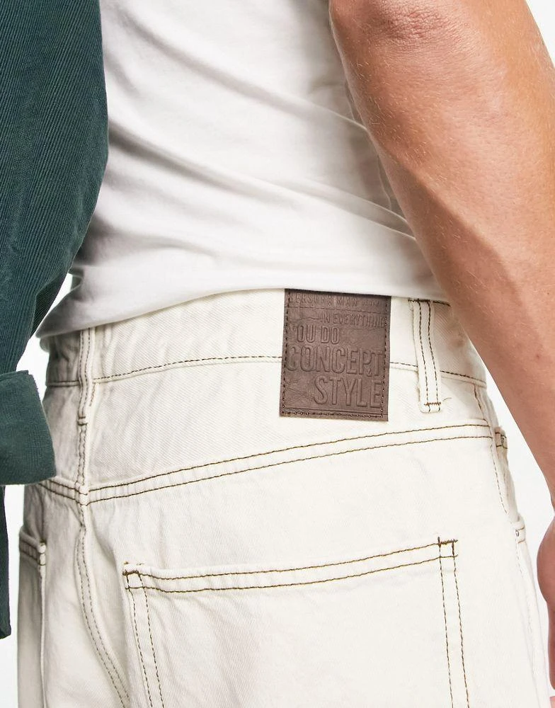 Bershka Bershka baggy  fit jeans in ecru 3