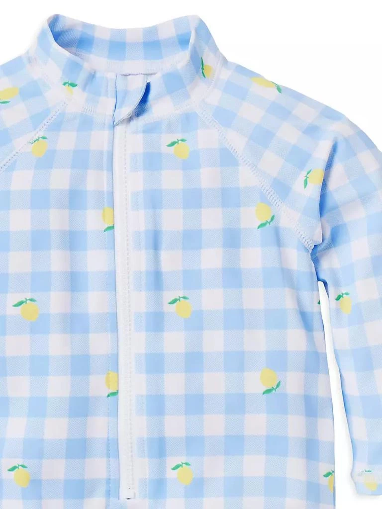 Janie and Jack Baby's Lemon Gingham Rash Guard Romper Swimsuit 3