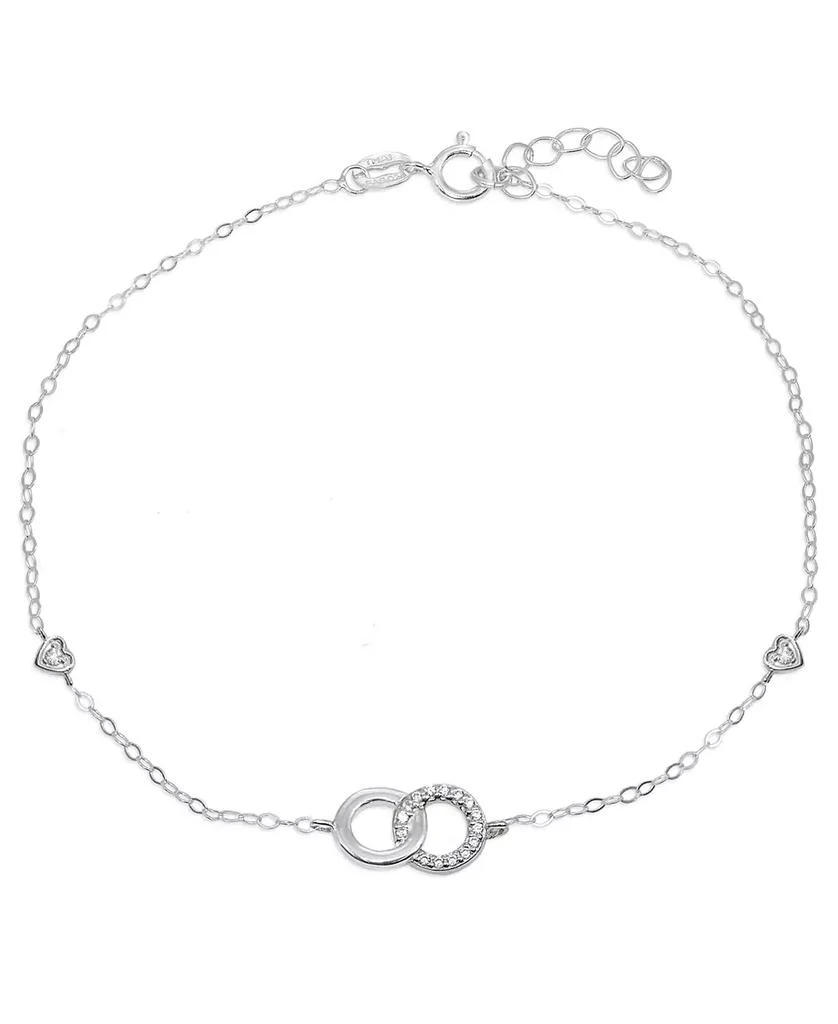 Giani Bernini Cubic Zirconia Pavé Interlocking  Circles Ankle Bracelet in Sterling Silver or Two Tone Sterling Silver 
18K Gold-Plated Sterling Silver