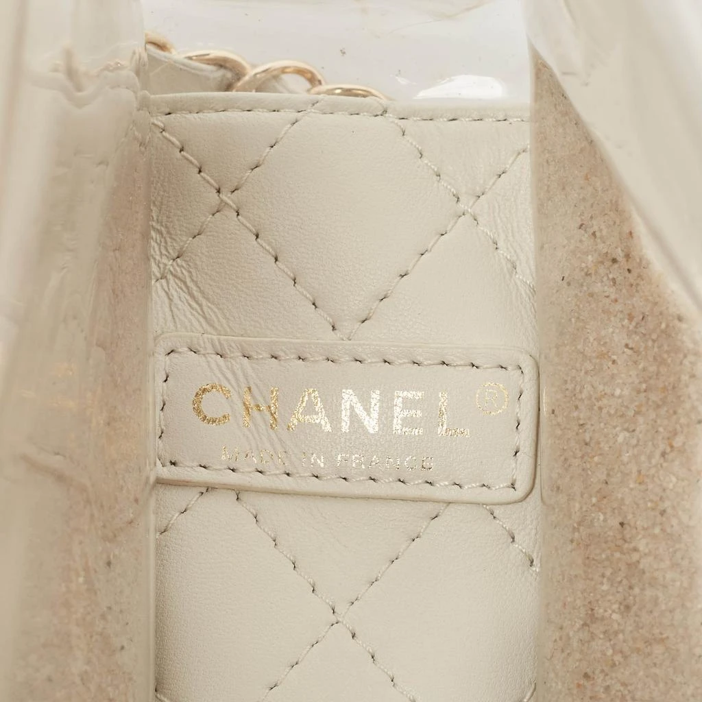 Chanel Chanel White PVC and Leather Sand By The Sea Flap With Pearl Strap Bag  11