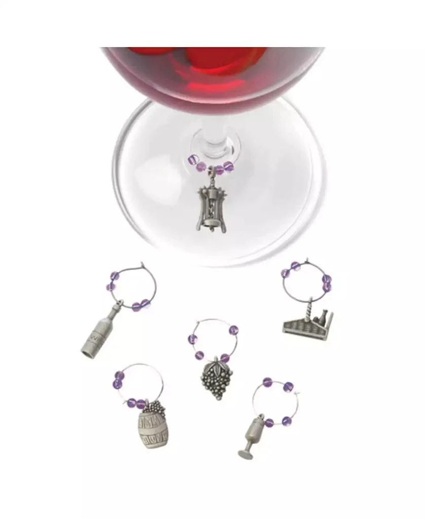 True Brands Winery Pewter Wine Charms, Set of 6