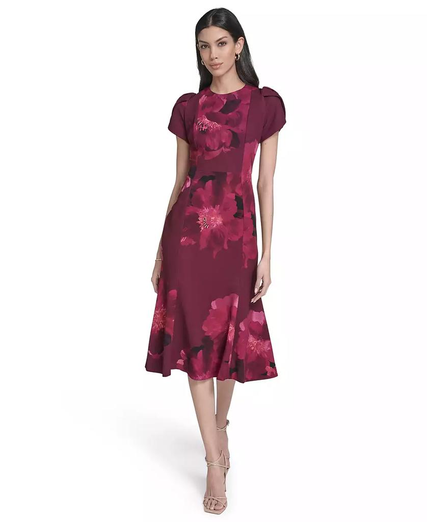 Calvin Klein Women's Crewneck Short-Sleeve Midi Dress