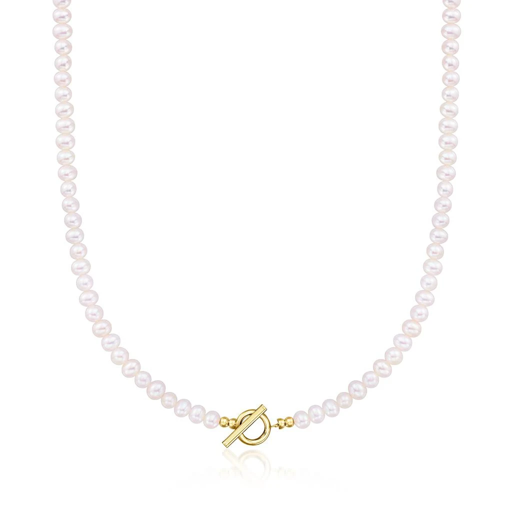 RS Pure by Ross-Simons 4-5mm Cultured Pearl Toggle Necklace With 14kt Yellow Gold 1