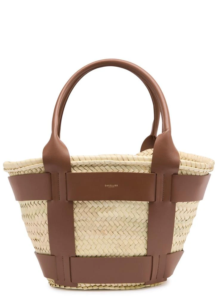 Demellier Santorini leather and raffia basket bag 1
