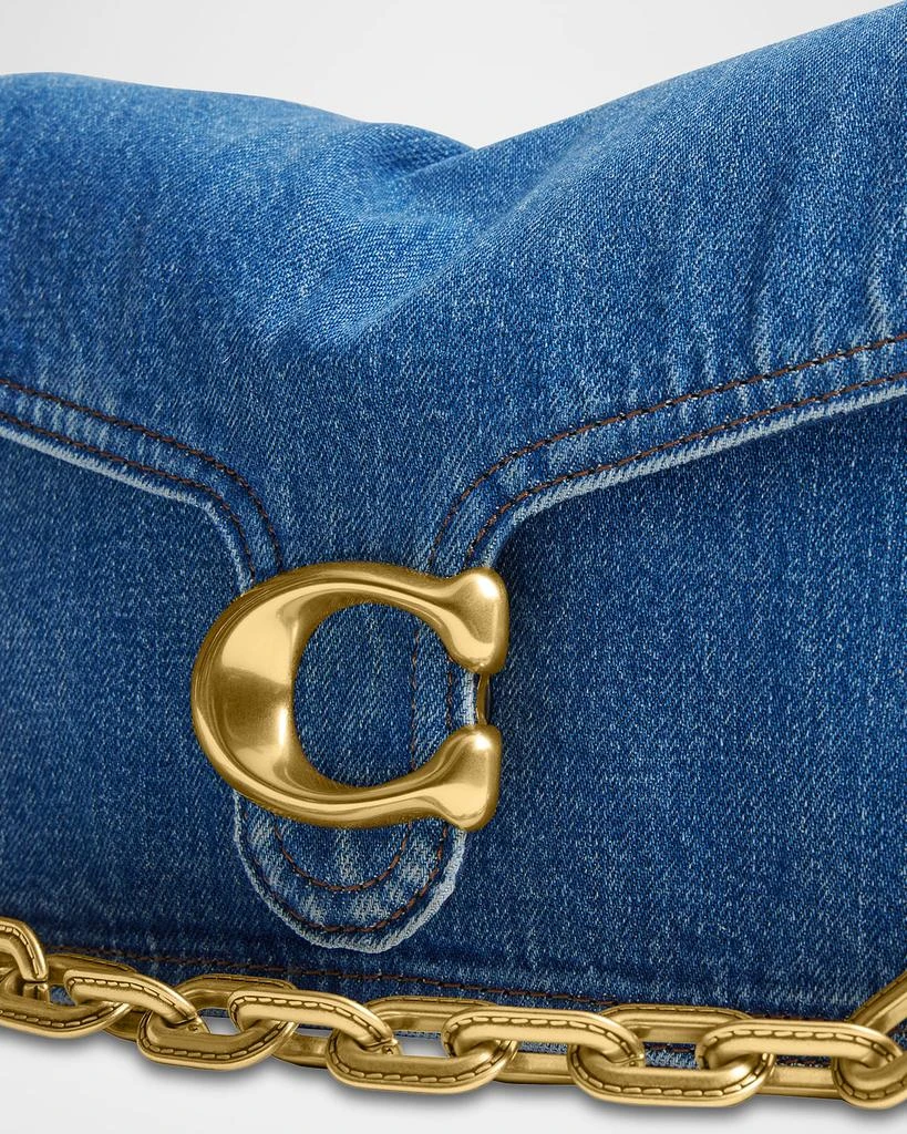 Coach Tabby Washed Denim Shoulder Bag with Chain 4