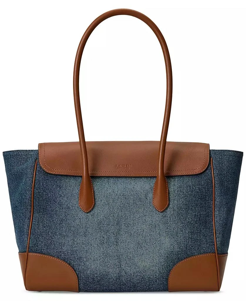 Ralph Lauren Washed Denim Extra-Large Tanner Satchel 4